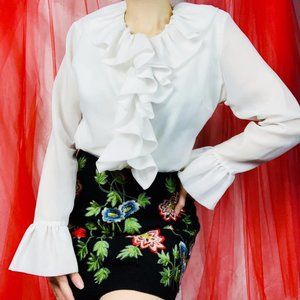 1960's Vintage Ruffle Blouse Woodstock Love Witch Cottagecore Spring Milkmaid
